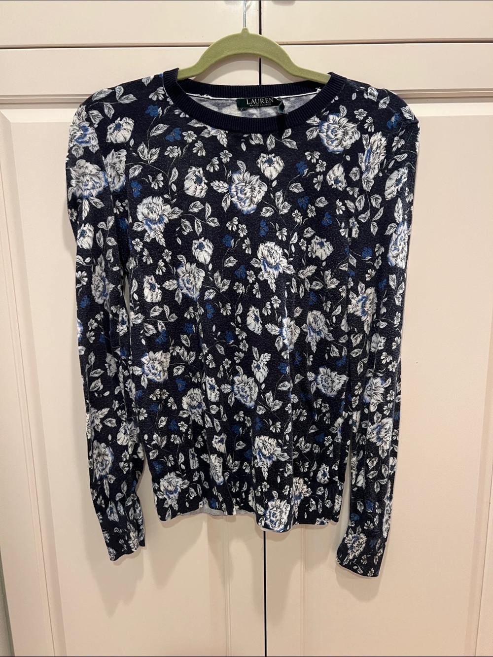 Lauren Ralph Lauren Navy & White Floral Crewneck Sweater